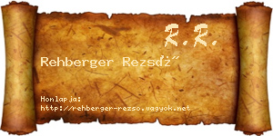 Rehberger Rezső névjegykártya